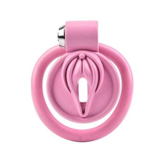 Pink Sissy Chastity Cage-Bottom Lock.