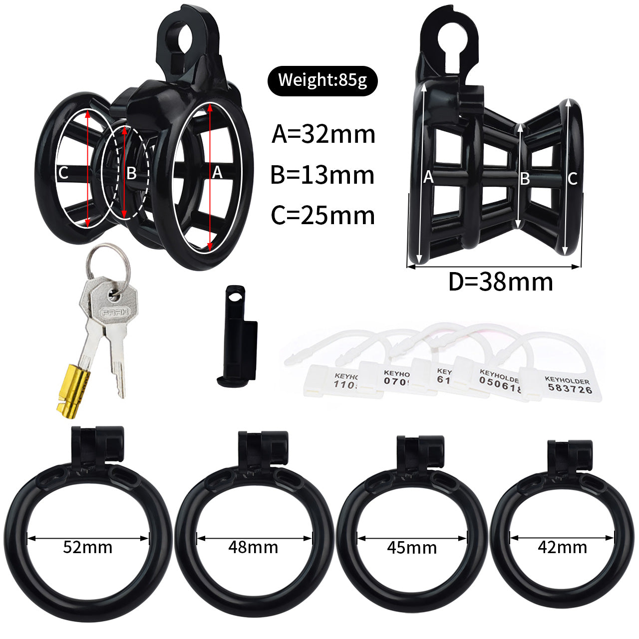 Xscockcage | Jaula de Castidad Invertida Trampa de Peces Negra Impresa en 3D