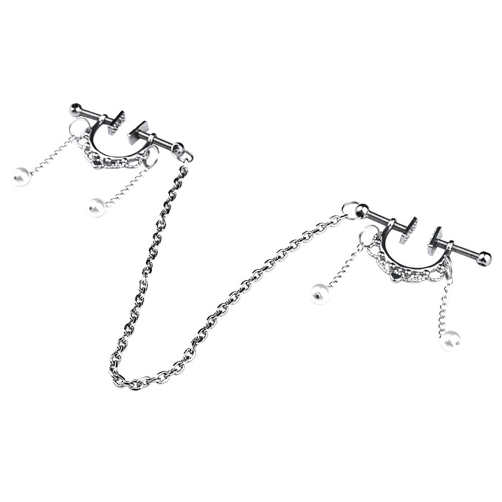 Heart-Shaped Bell & Pearl Shape Pendant Nipple Clamp
