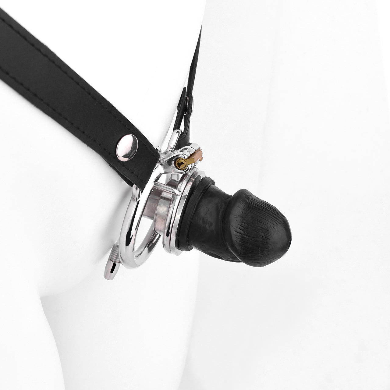 Xscockcage| Jaula de castidad invertida de metal con pene fantasma ChastiDick y mini consolador extraíble