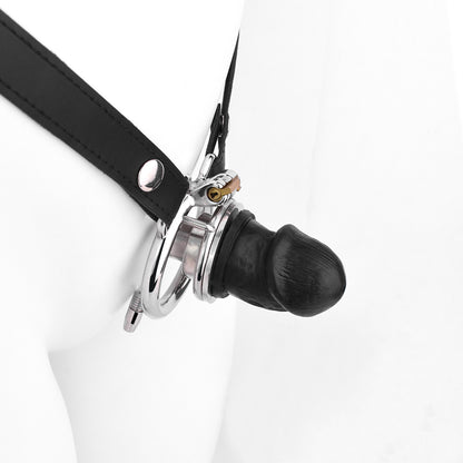 Xscockcage| Jaula de castidad invertida de metal con pene fantasma ChastiDick y mini consolador extraíble