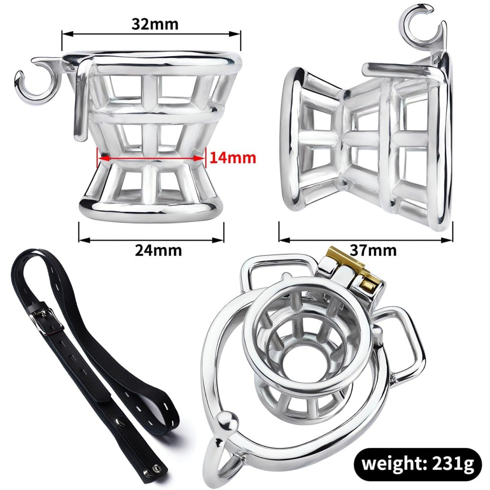 Xscockcage| Jaula para pene invertida con trampa de metal para peces y gancho de bola (anillo de cuver)