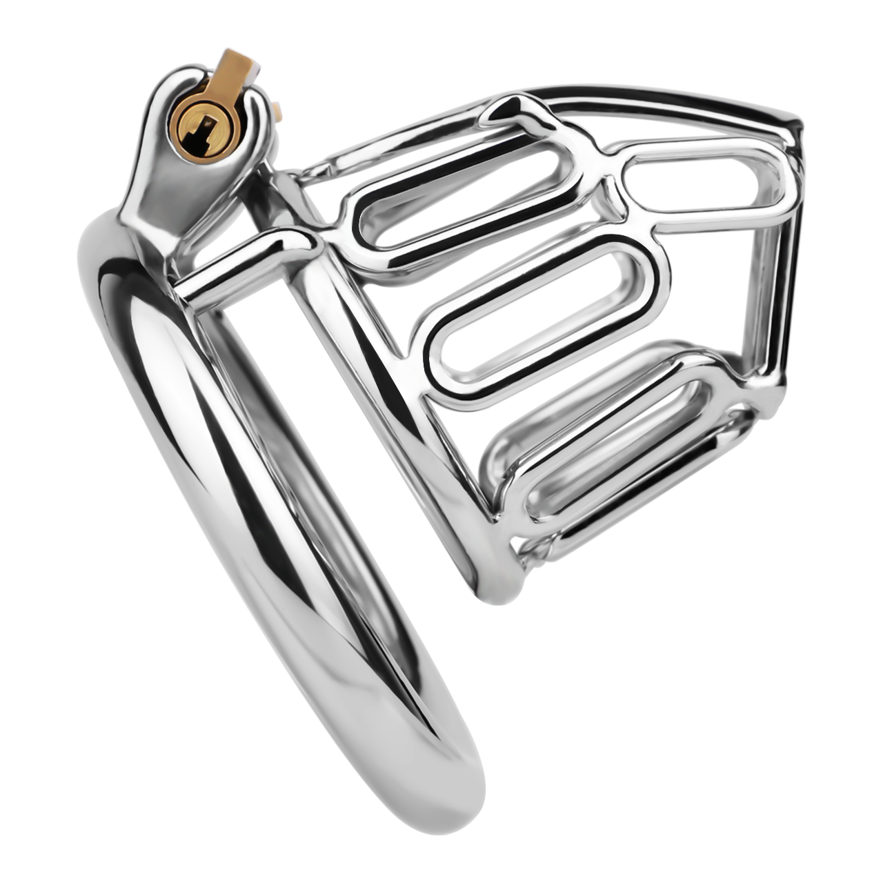 Xscockcage| Ice Silver Mech Geometric Frame Integrated Lock Cage Chastity Cage