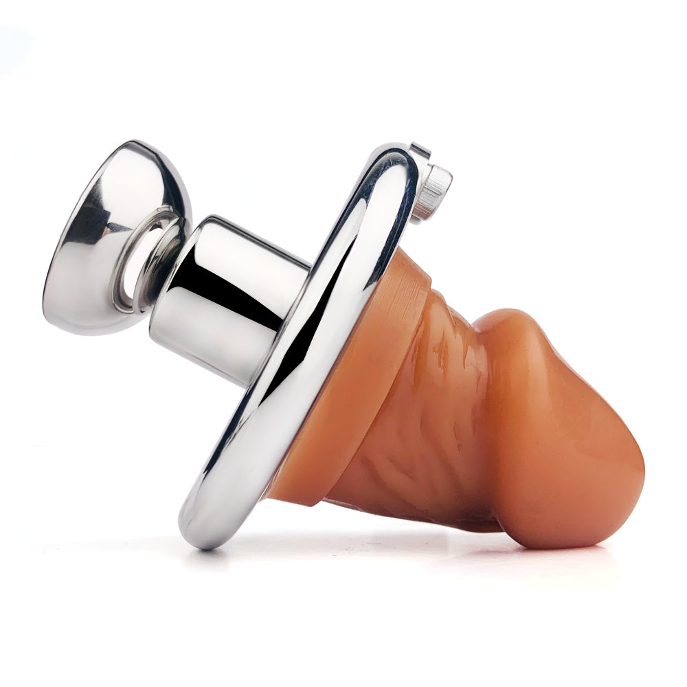 Xscockcage| ChastiDick Ghost Penis Metal Inverted Chastity Cage with Removable Mini Dildo