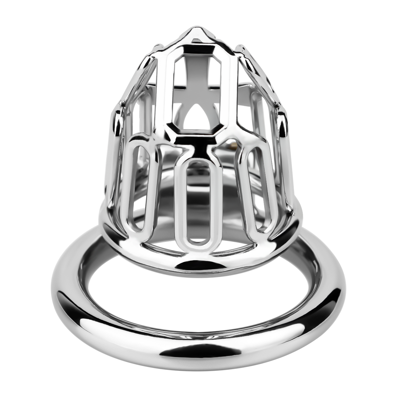 Xscockcage| Ice Silver Mech Geometric Frame Integrated Lock Cage Chastity Cage
