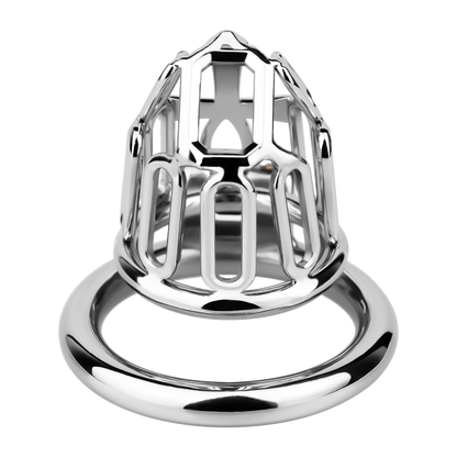 Xscockcage| Ice Silver Mech Geometric Frame Integrated Lock Cage Chastity Cage
