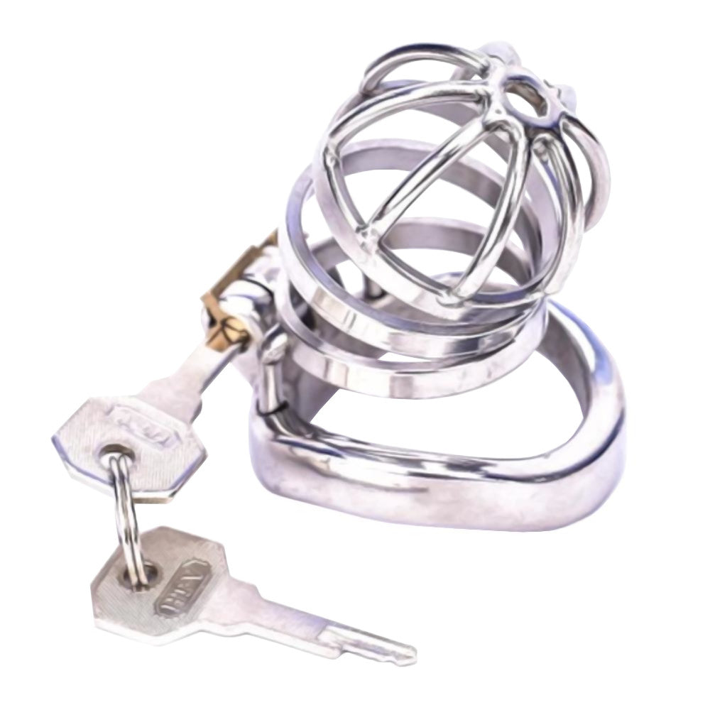 Metal Dome Chastity Cage With Urethral Tube