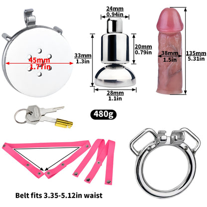 Xscockcage| Metal Inverted Chastity Cage with Removable Realistic Dildo(Regular Ring) ChastiDick