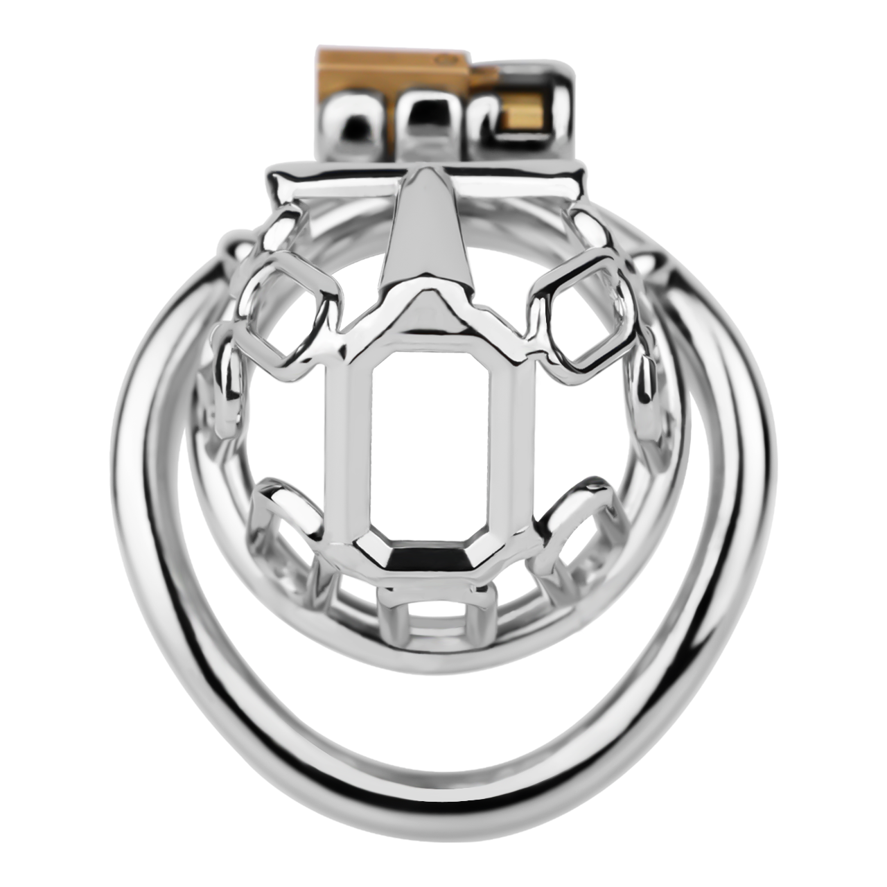 Xscockcage| Ice Silver Mech Geometric Frame Integrated Lock Cage Chastity Cage