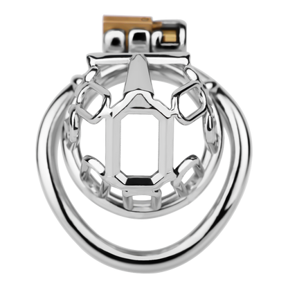 Xscockcage| Ice Silver Mech Geometric Frame Integrated Lock Cage Chastity Cage