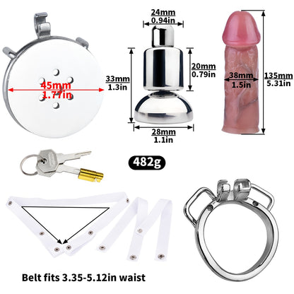 Xscockcage | Jaula de castidad invertida de metal con consolador realista extraíble (anillo curvo) ChastiDick