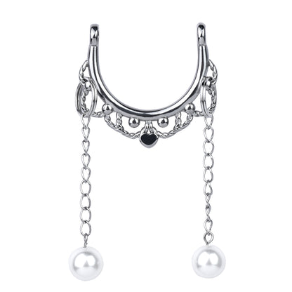Heart-Shaped Bell & Pearl Shape Pendant Nipple Clamp
