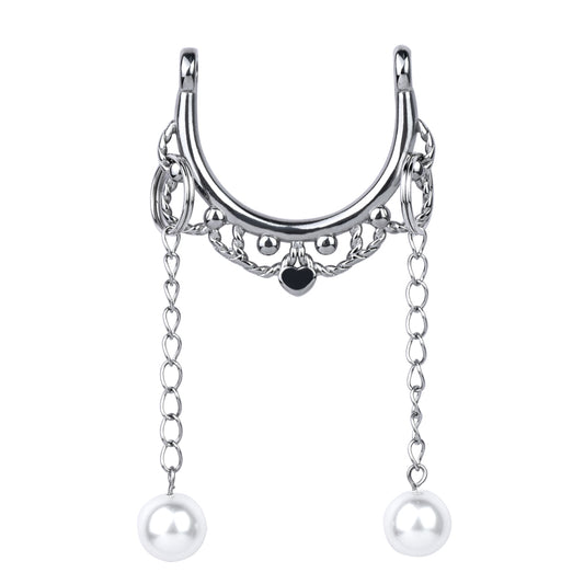 Heart-Shaped Bell & Pearl Shape Pendant Nipple Clamp