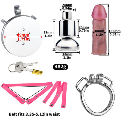 Xscockcage| Metal Inverted Chastity Cage with Removable Realistic Dildo(Curve Ring) ChastiDick