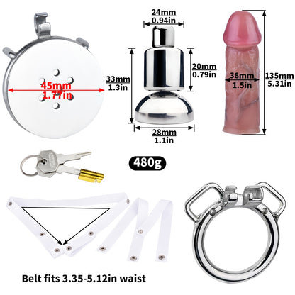 Xscockcage | Cage de chasteté en métal inversée avec dildo réaliste amovible (anneau standard) - ChastiDick