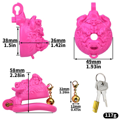 Xscockcage | Cage de chasteté sissy tête de taureau - Cage de chasteté rose