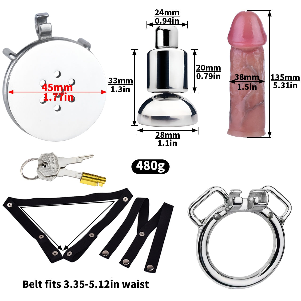 Xscockcage| Metal Inverted Chastity Cage with Removable Realistic Dildo(Regular Ring) ChastiDick