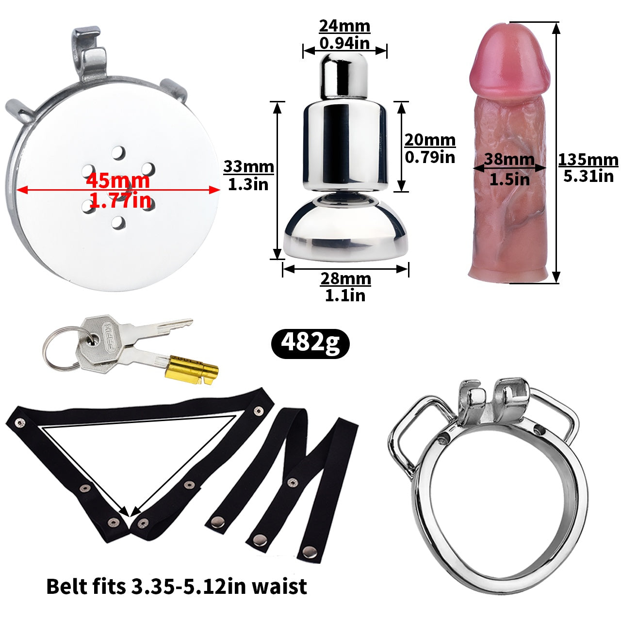 Xscockcage| Metal Inverted Chastity Cage with Removable Realistic Dildo(Curve Ring) ChastiDick