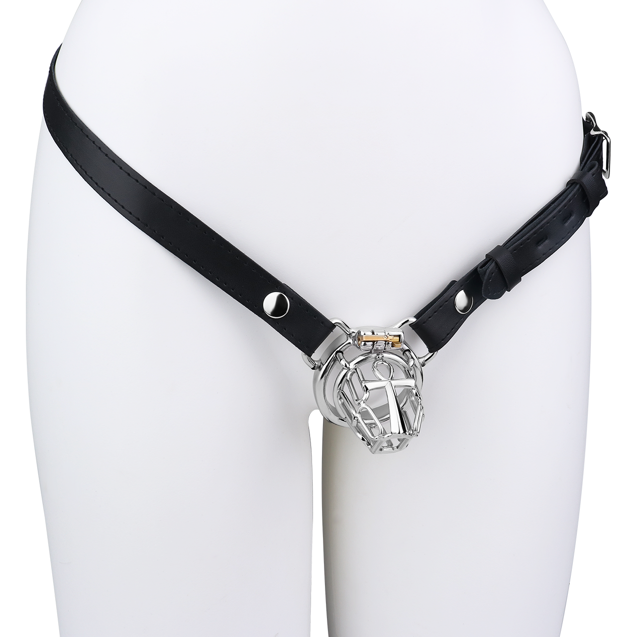 Xscockcage| Ice Silver Mech Geometric Frame Integrated Lock Cage Chastity Cage