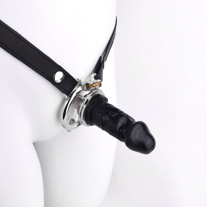Xscockcage| Jaula de castidad invertida de metal con pene fantasma ChastiDick y mini consolador extraíble