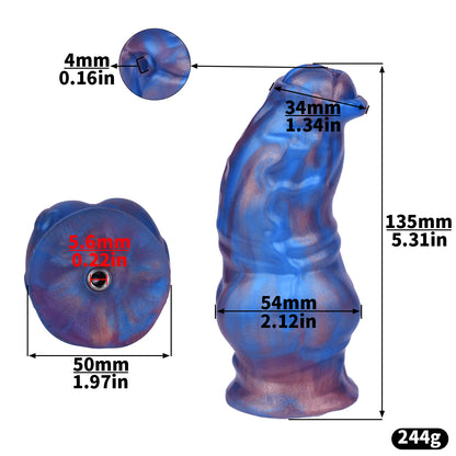 Xscockcage| Metal Inverted Blue Chastity Cage with Removable Animal Dildo (Curve Ring) ChastiDick