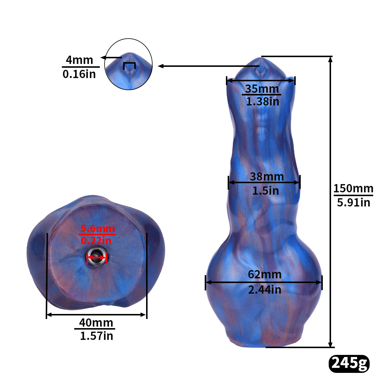 Xscockcage| Metal Inverted Blue Chastity Cage with Removable Animal Dildo (Curve Ring) ChastiDick