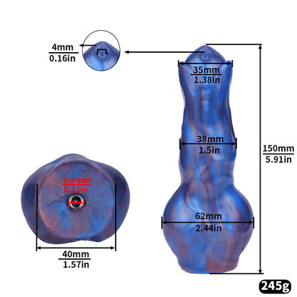 Xscockcage| Metal Inverted Blue Chastity Cage with Removable Animal Dildo (Curve Ring) ChastiDick