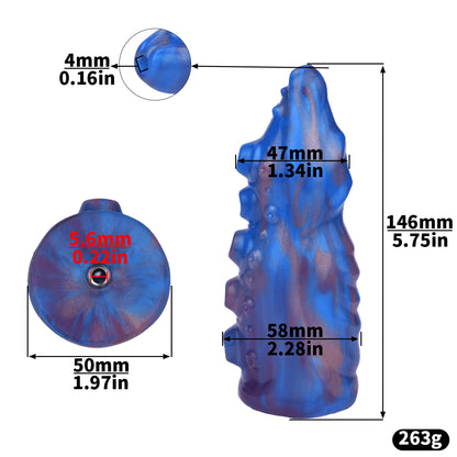 Xscockcage| Metal Inverted Blue Chastity Cage with Removable Animal Dildo (Curve Ring) ChastiDick