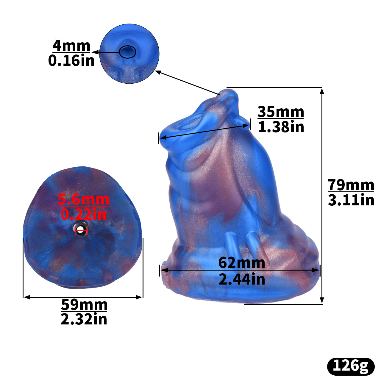 Xscockcage| Metal Inverted Blue Chastity Cage with Removable Animal Dildo (Curve Ring) ChastiDick