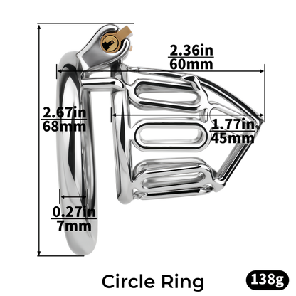 Xscockcage| Ice Silver Mech Geometric Frame Integrated Lock Cage Chastity Cage