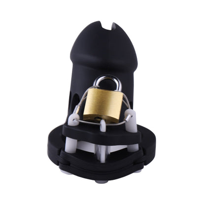 Black Silicone Soft Chastity Cage Large