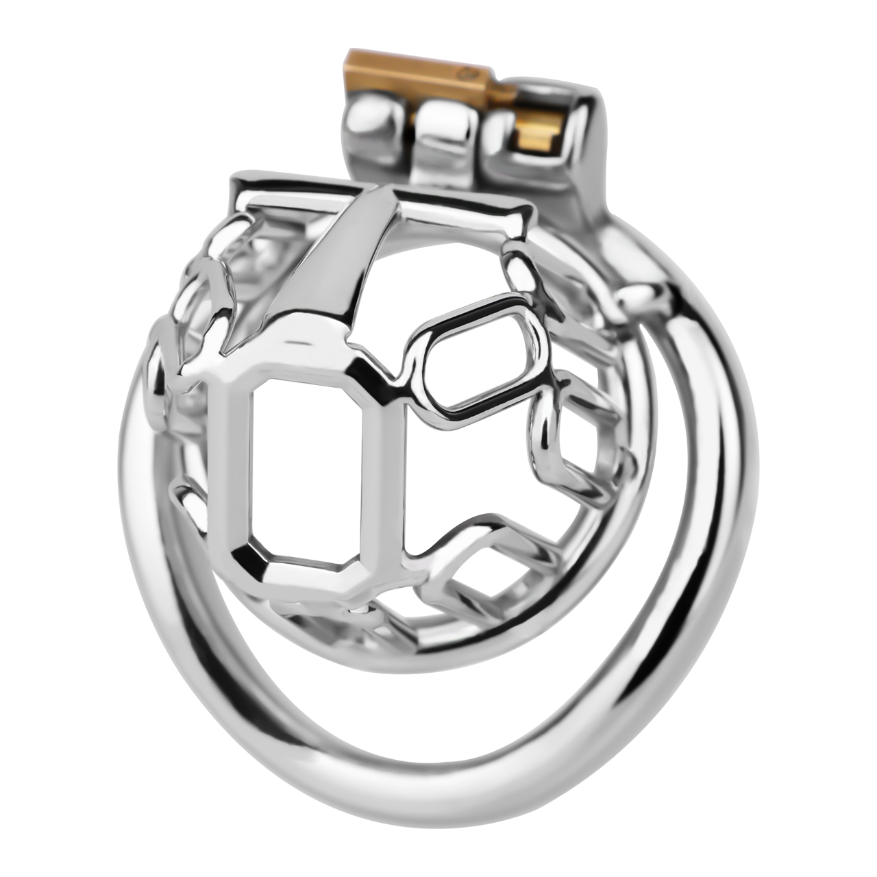 Xscockcage| Ice Silver Mech Geometric Frame Integrated Lock Cage Chastity Cage
