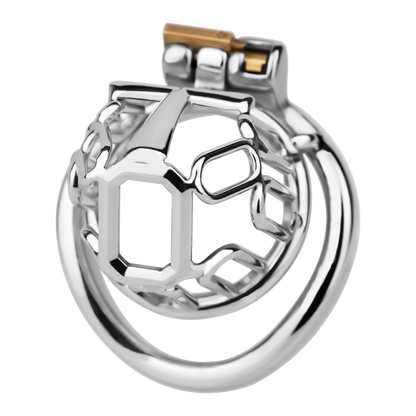 Xscockcage| Ice Silver Mech Geometric Frame Integrated Lock Cage Chastity Cage