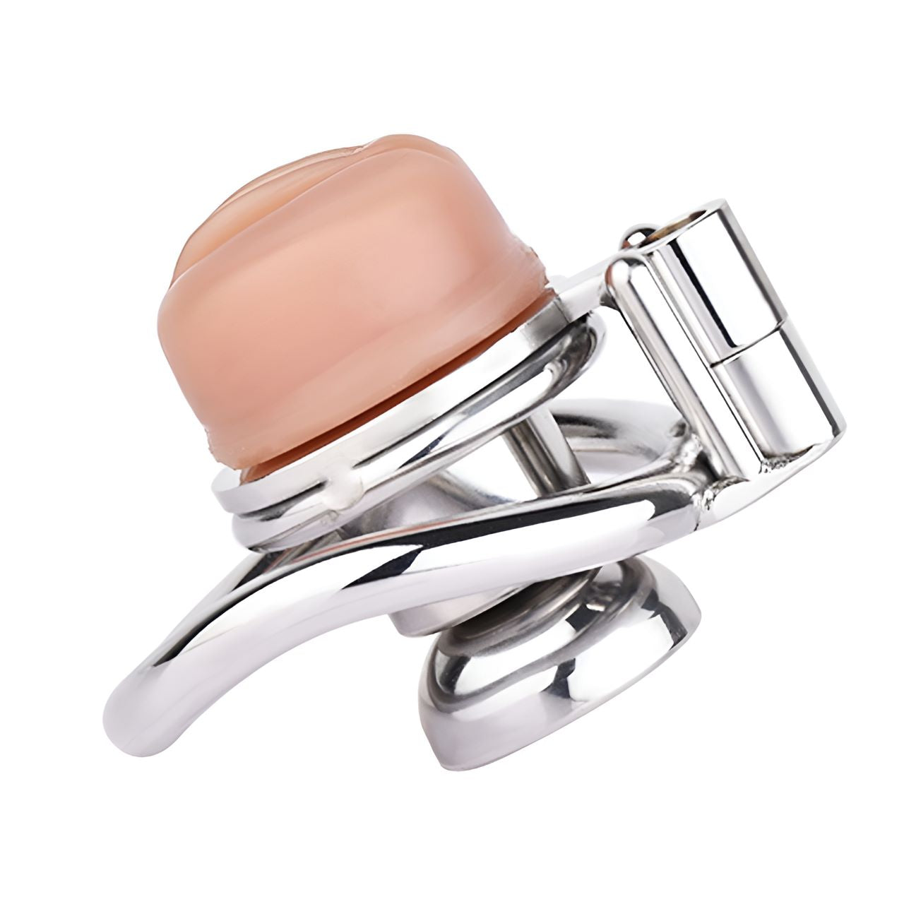 Xscockcage| Metal Inverted Pussy Shape Chastity Cage with Removable Realistic Pink Pussy(Regular Ring)  New Design ChastiDick