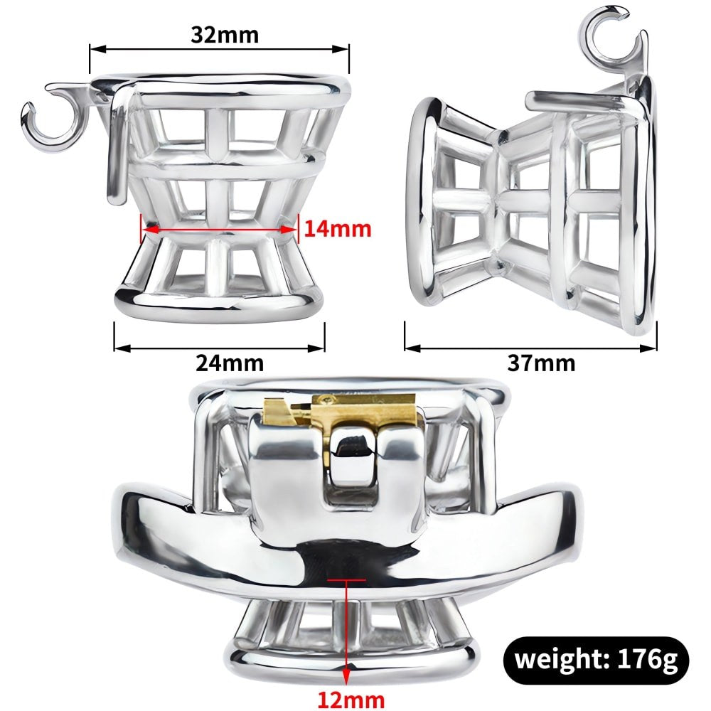 Xscockcage| Jaula de metal para pezones invertida Dispositivo de castidad para mariquitas negativo (anillo Curver) Jaula de castidad negativa