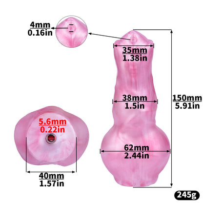 Xscockcage| Metal Inverted Pink Chastity Cage with Removable Animal Dildo (Curve Ring) ChastiDick