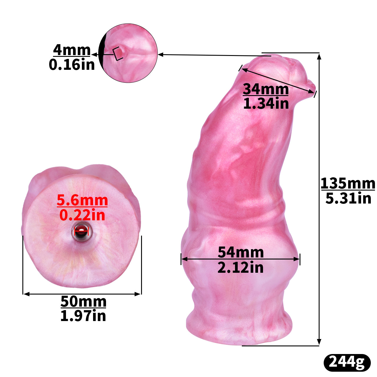 Xscockcage| Metal Inverted Pink Chastity Cage with Removable Animal Dildo (Curve Ring) ChastiDick