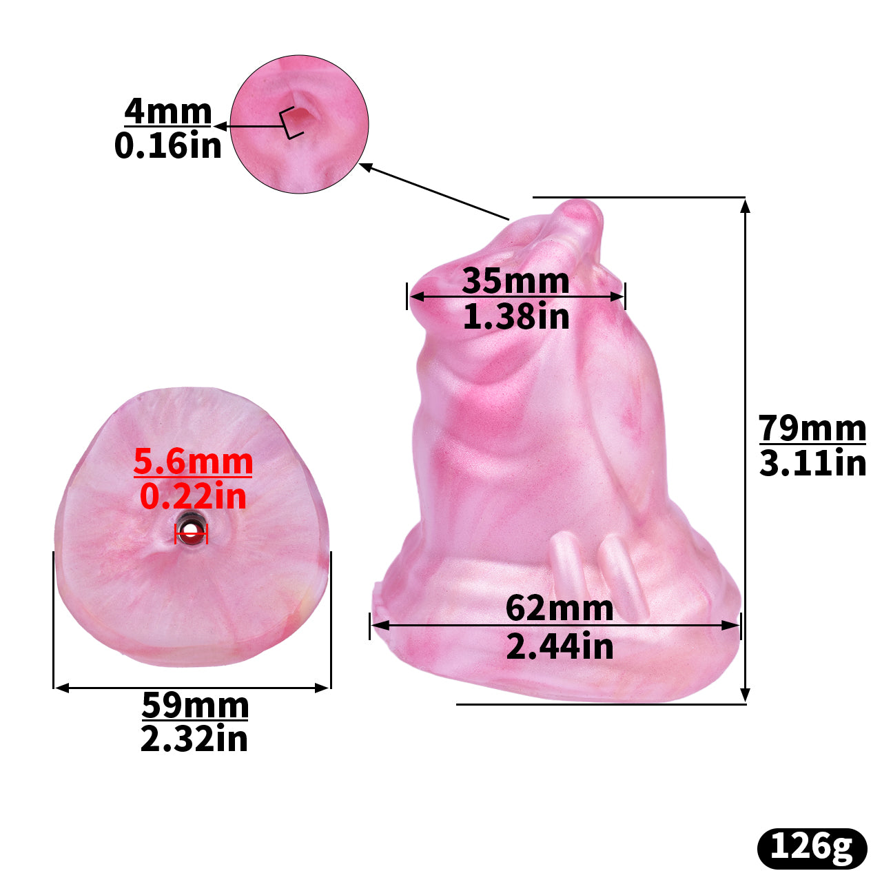 Xscockcage| Metal Inverted Pink Chastity Cage with Removable Animal Dildo (Curve Ring) ChastiDick