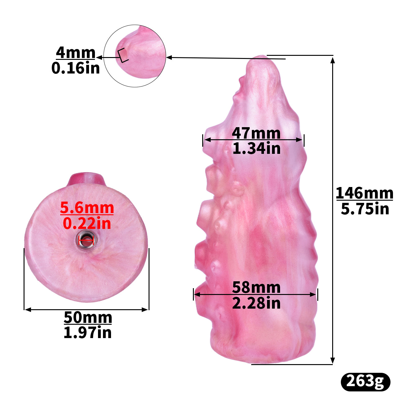Xscockcage| Metal Inverted Pink Chastity Cage with Removable Animal Dildo (Curve Ring) ChastiDick