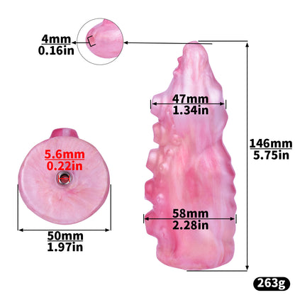 Xscockcage| Metal Inverted Pink Chastity Cage with Removable Animal Dildo (Curve Ring) ChastiDick