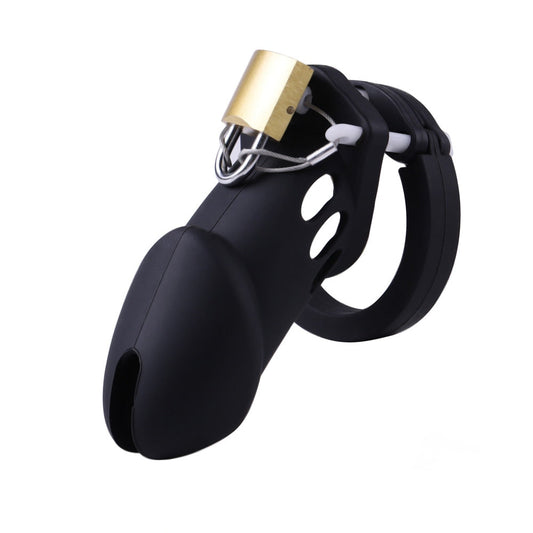 Black Silicone Soft Chastity Cage Large