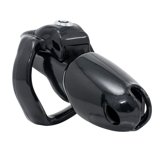 Black HT-V5 Chastity Cage -Button Lock Maxi