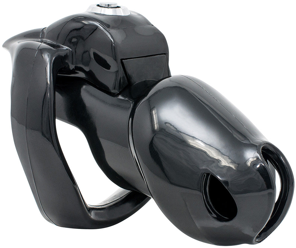 Black HT-V5 Chastity Cage -Button Lock Standard