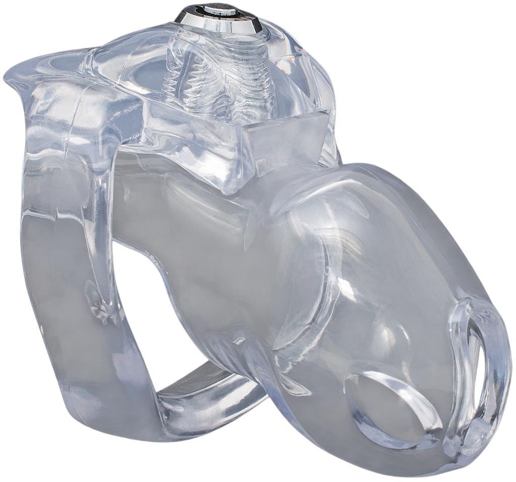 Xscockcage | Jaula de Castidad Transparente HT-V5 con Cerradura Inferior y Anillo Curvo