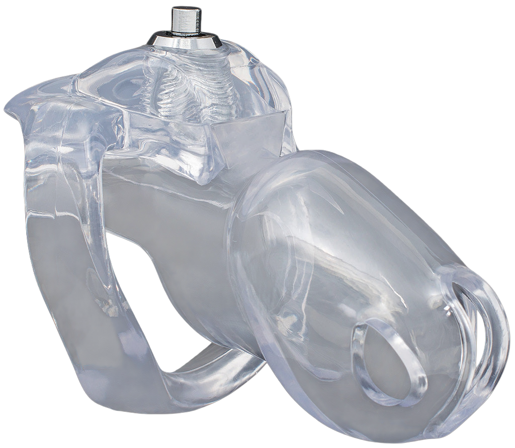 Xscockcage | Jaula de Castidad Transparente HT-V5 con Cerradura Inferior y Anillo Curvo