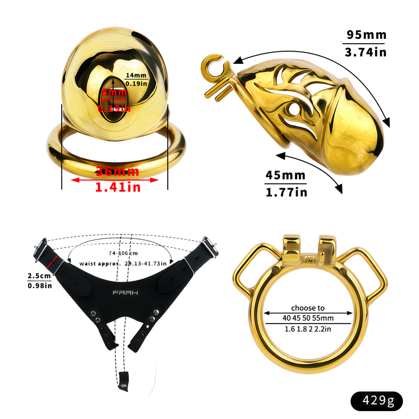 Xscockcage| Gilded Enchanting Eye Metal Hollow Lock Ring Chastity Cage