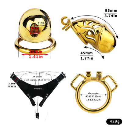 Xscockcage| Gilded Enchanting Eye Metal Hollow Lock Ring Chastity Cage