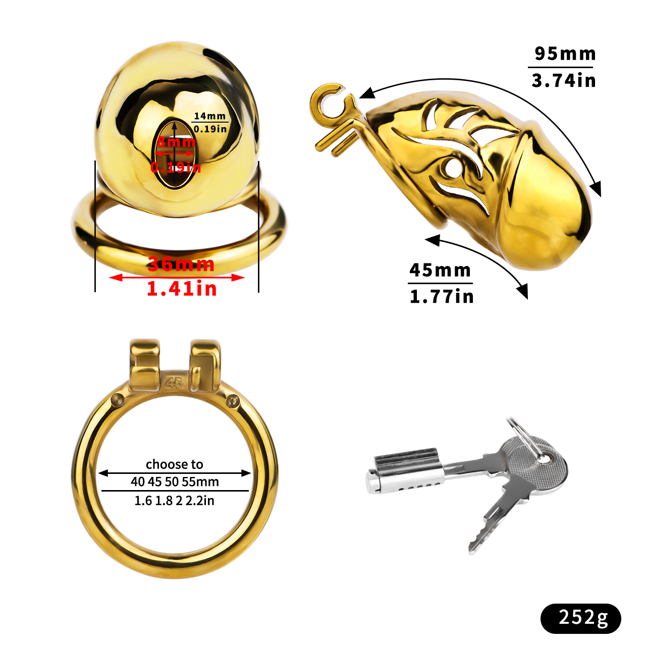 Xscockcage| Gilded Enchanting Eye Metal Hollow Lock Ring Chastity Cage