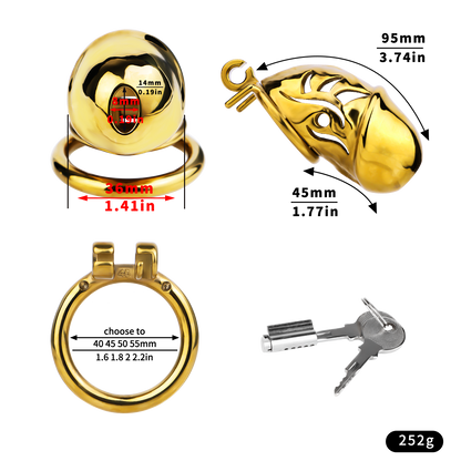 Xscockcage| Gilded Enchanting Eye Metal Hollow Lock Ring Chastity Cage