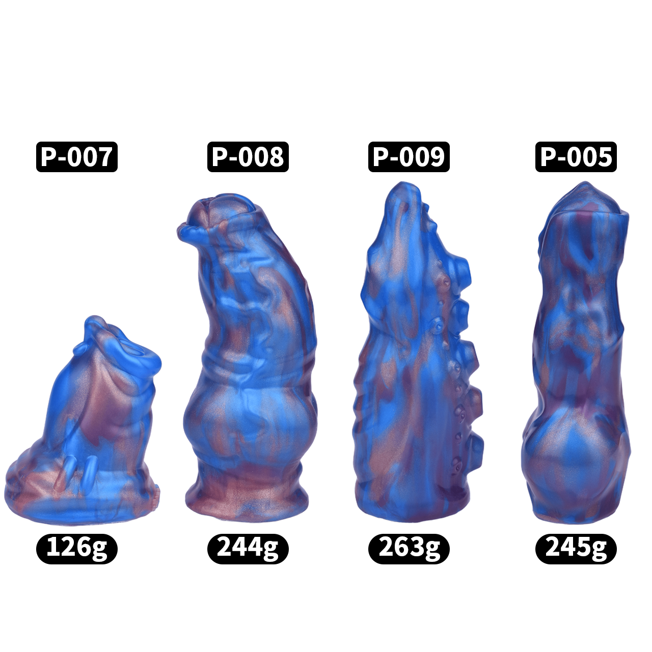 Xscockcage| Metal Inverted Blue Chastity Cage with Removable Animal Dildo (Curve Ring) ChastiDick